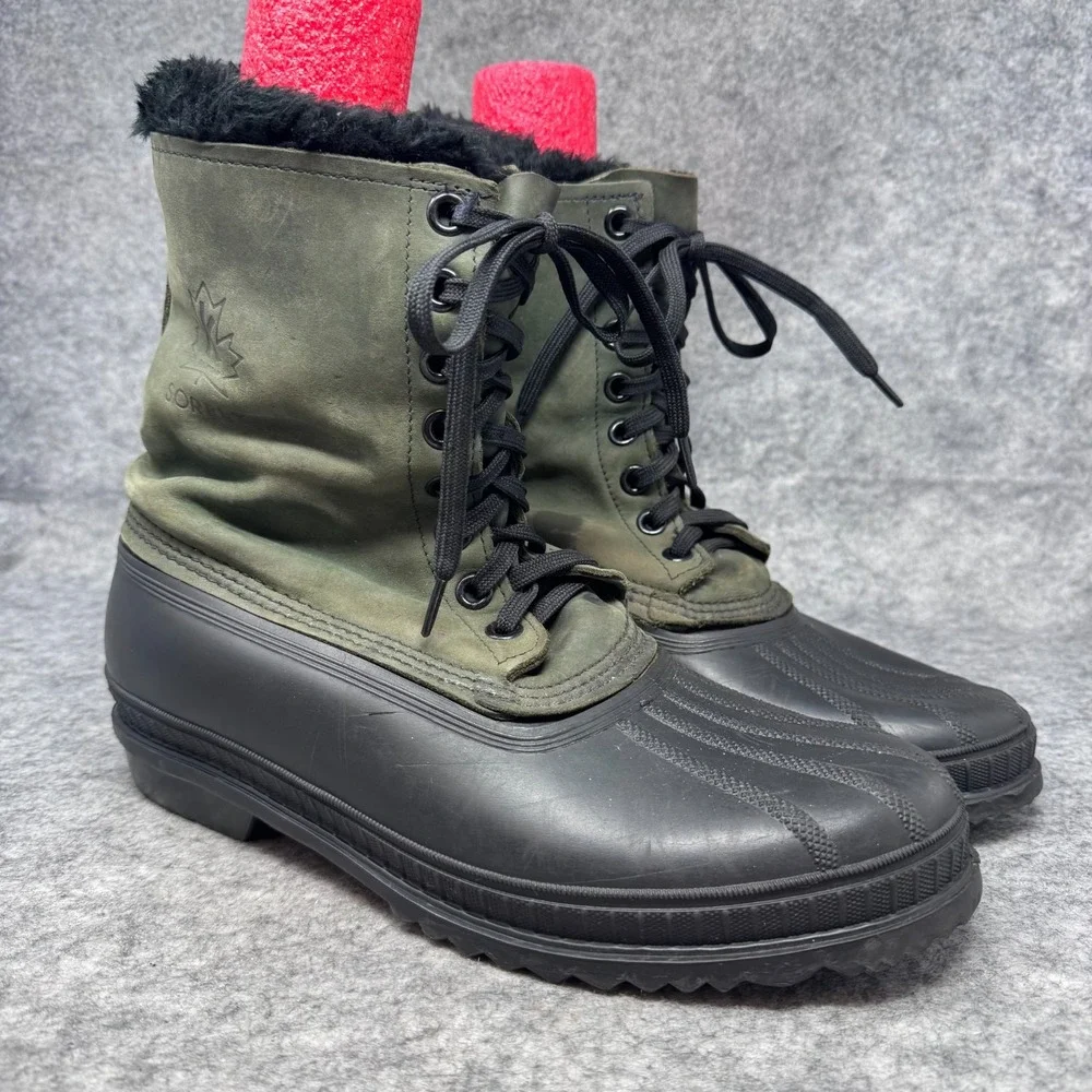 Vtg Sorel Kaufman Canada Duck Boots Mens Size 12 Arctic Pac Winter Snow Green
